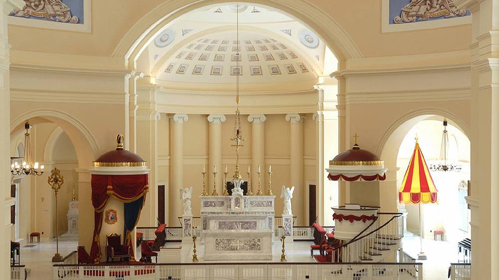 Interior of Basilica after plaster restoration